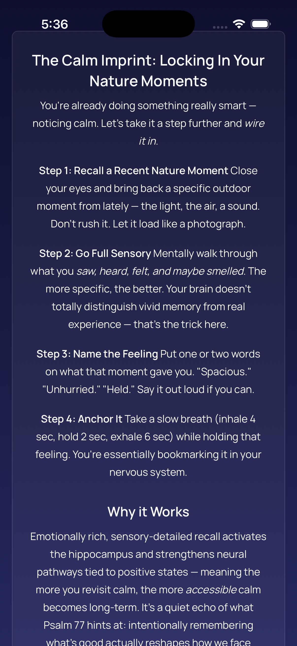 Personalized exercise screen