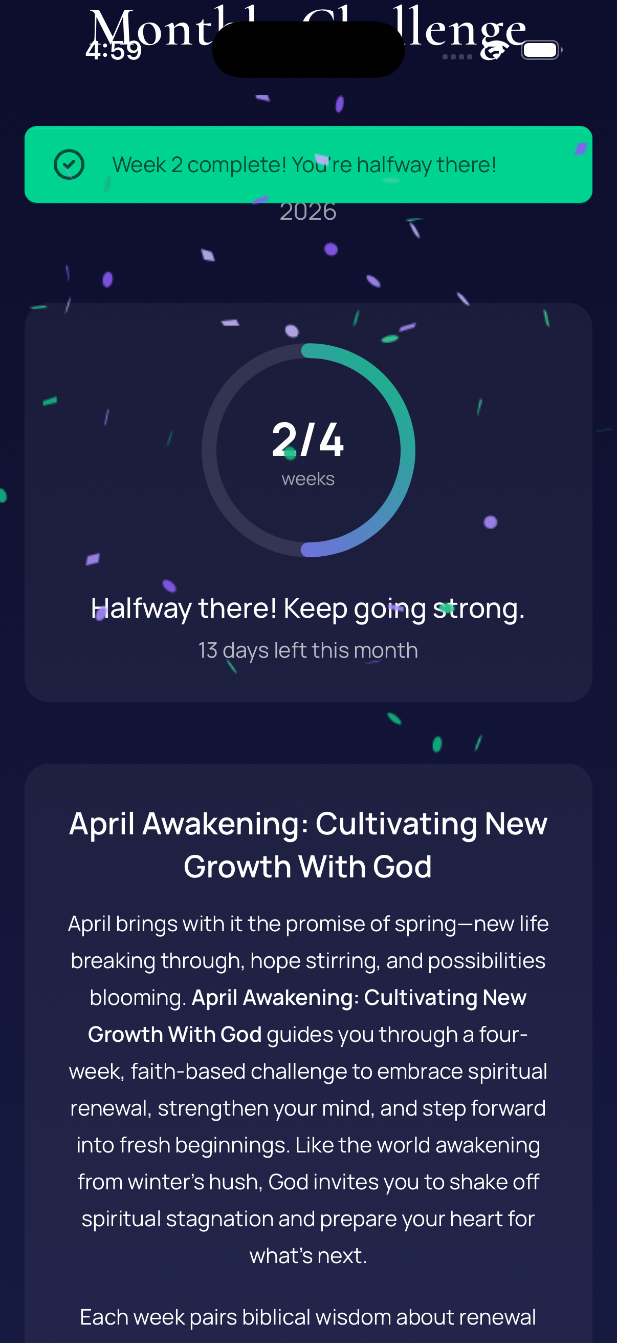 Monthly Challenge screen